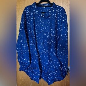 NWOT Woman Within Blue and White Casual Button Down Shirt